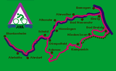 Übersichtskarte des Ahr-Radweges